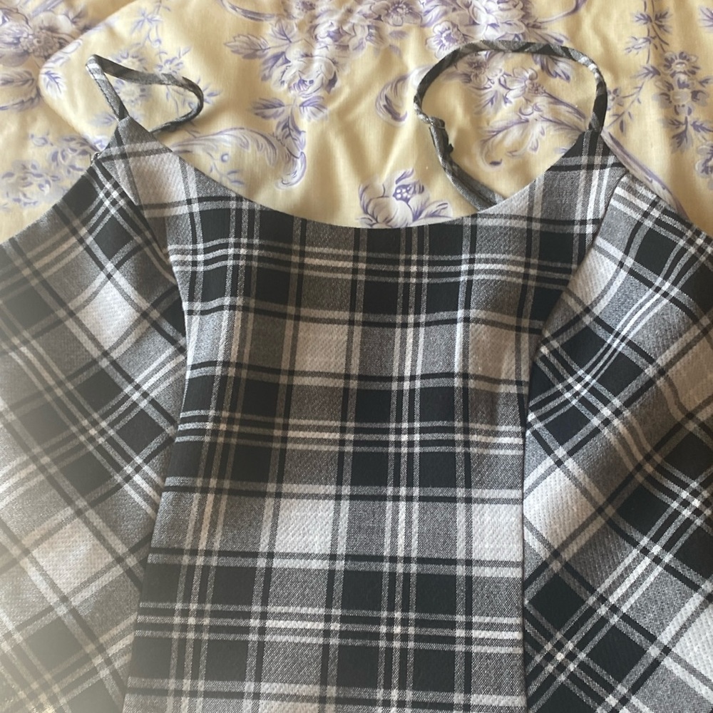 Forever 21 black and grey check mini dress size small.